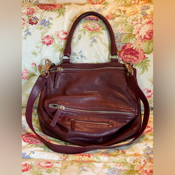 💵SOLD💵 GIVENCHY Metallic Sugar Goatskin Medium Pandora Bordeaux Handbag - Picture 1 of 16